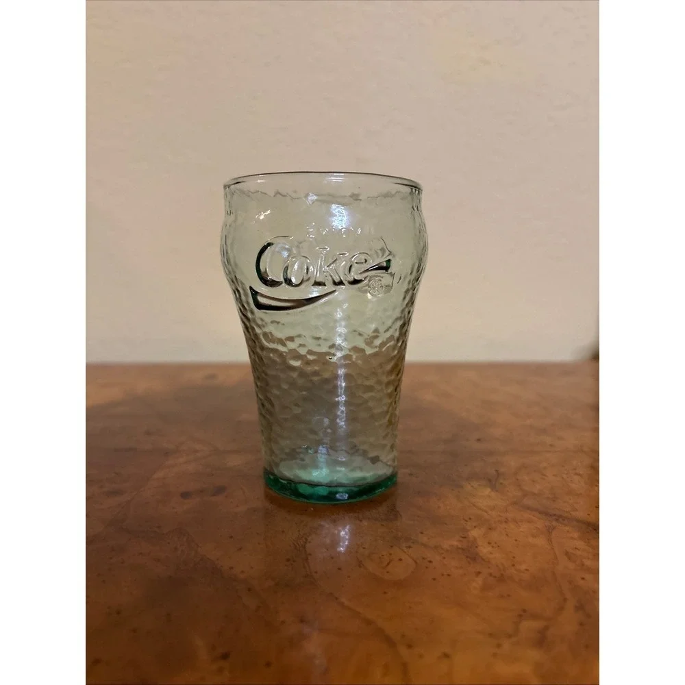 Vintage Coca Cola Mini Glass 4 Inch Georgia Green Pebbled Texture Coke Juice Cup